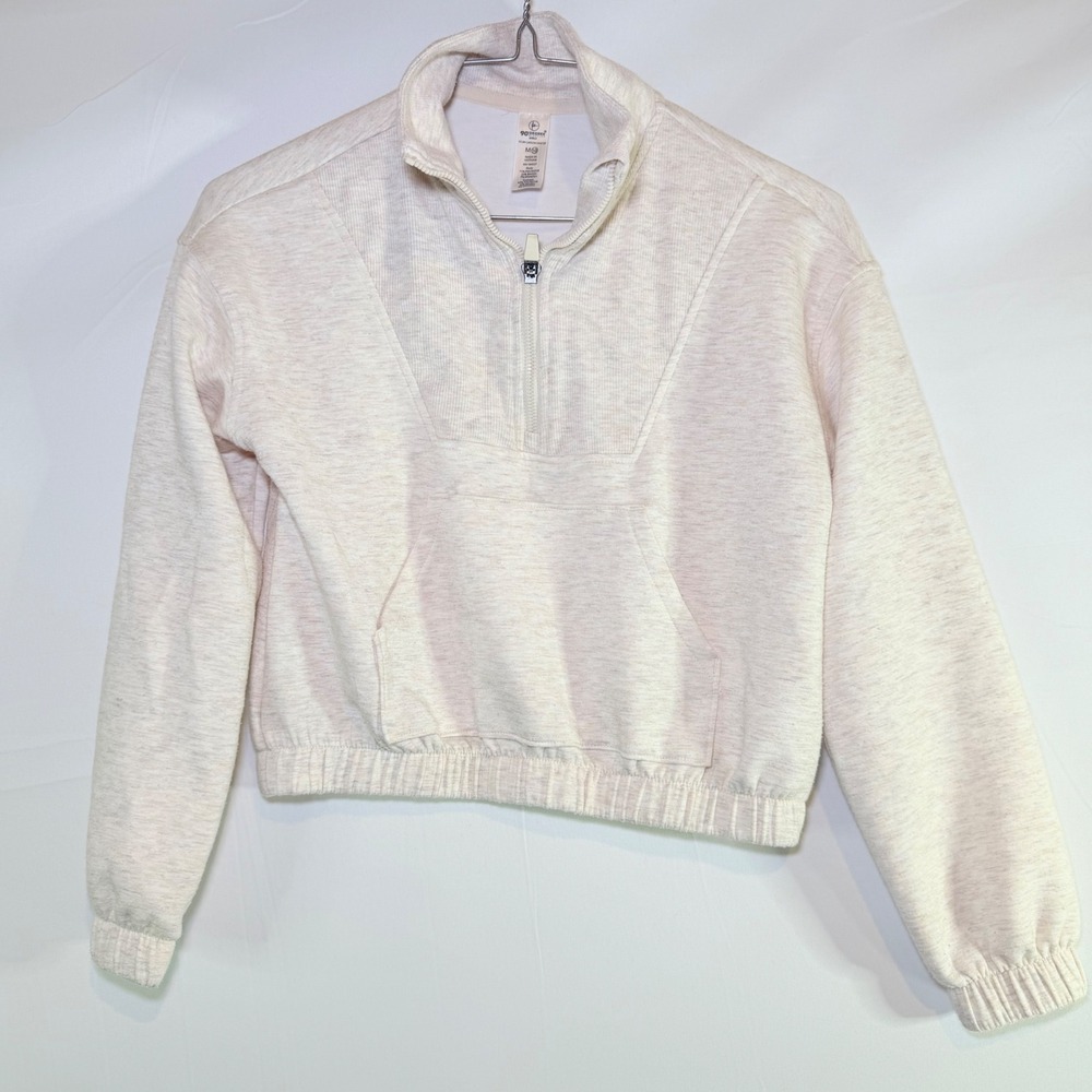 90 Degree by Reflex Girls Scuba Carolina Half Zip Pullover Cream Heather M 10